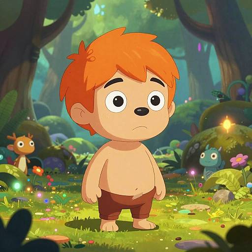 Whimsical Orange-Haired Cartoon Fantasy