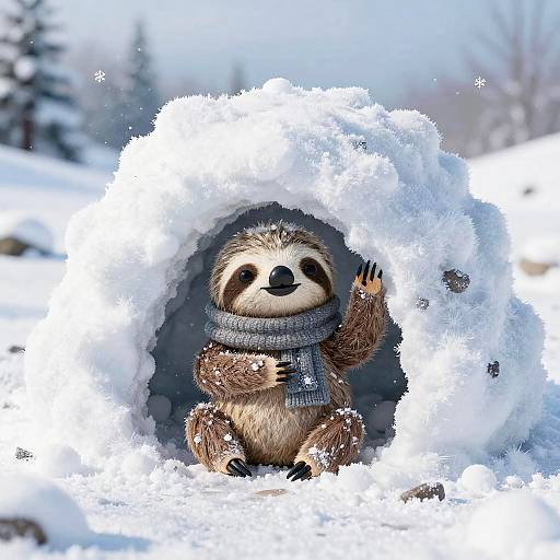 Sid the Sloth's Cozy Snow Shelter