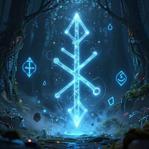 Ancient Rune in Enchanted Forest