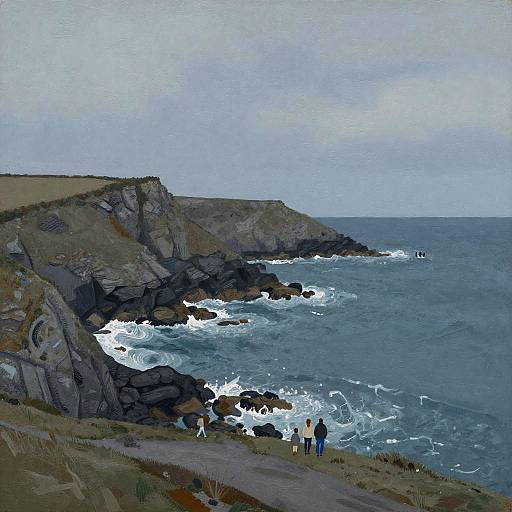 Naïve Folk Art Cornwall Coastline