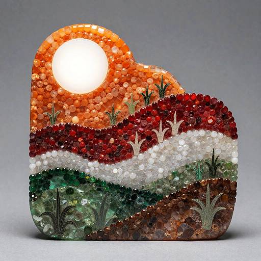 Engraved Crystal Abstract Landscape