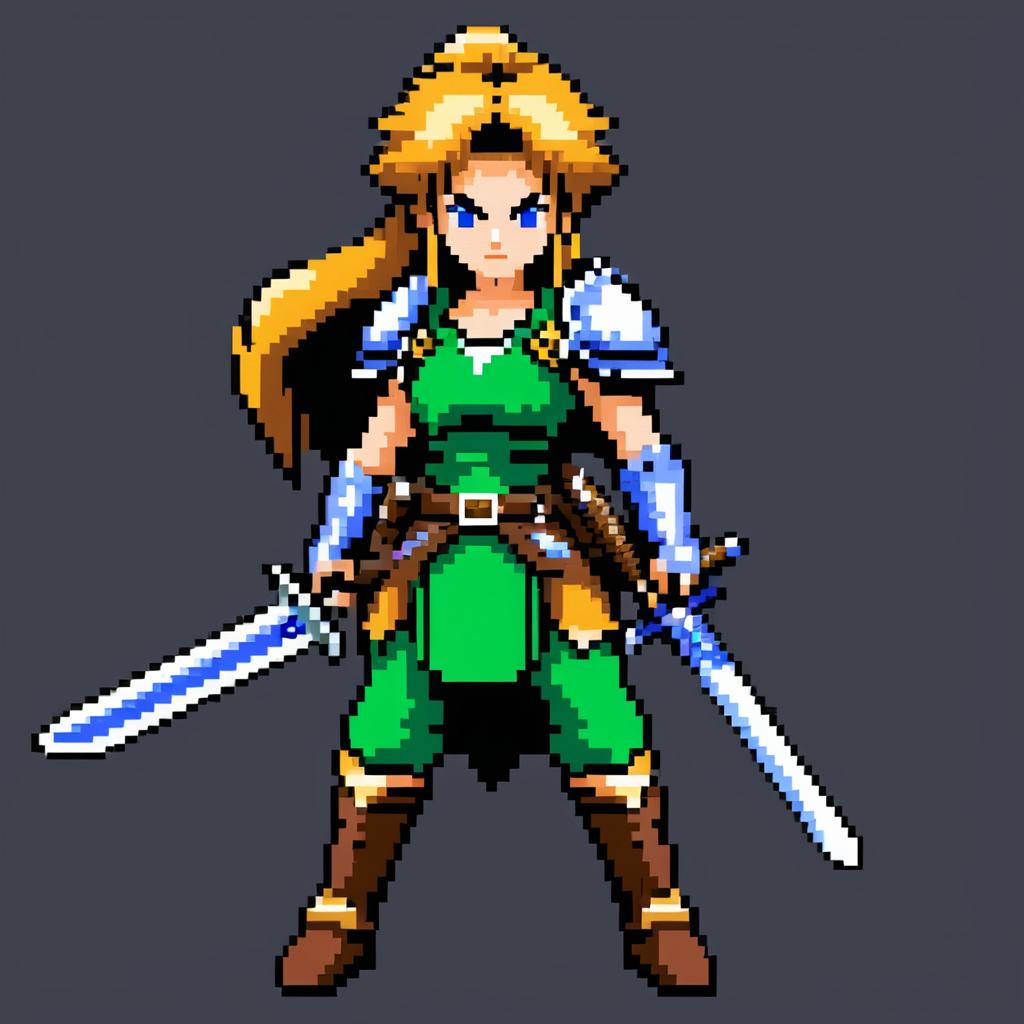 Anime-Inspired Pixel Art Female Ranger