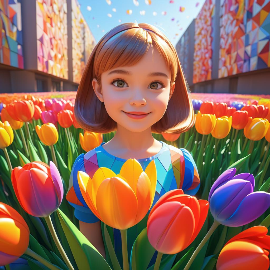 Vibrant 3D Portrait of a Young Girl