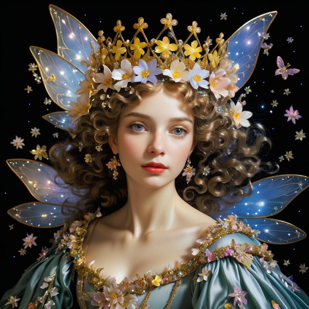 Whimsical Fairy Queen Portrait in Baroque Style