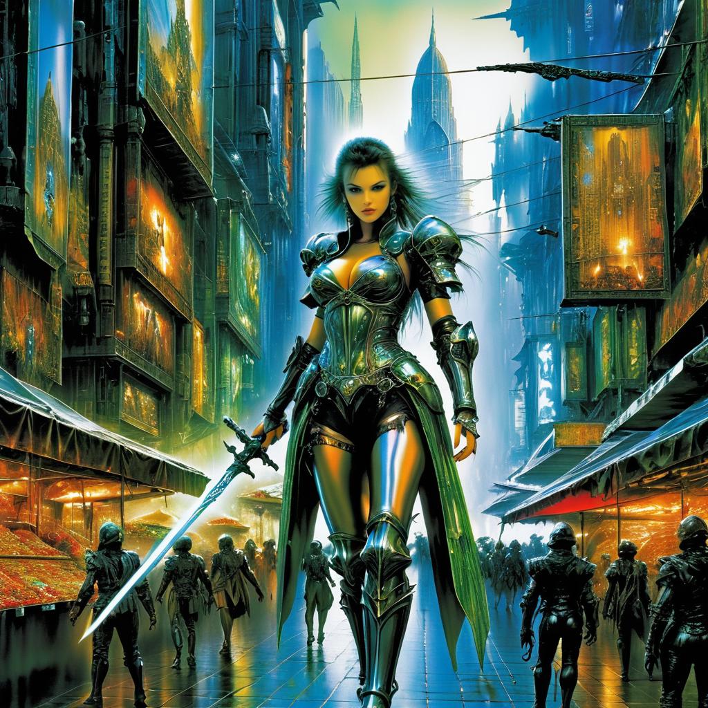 Rogue Android in Cyberpunk Metropolis