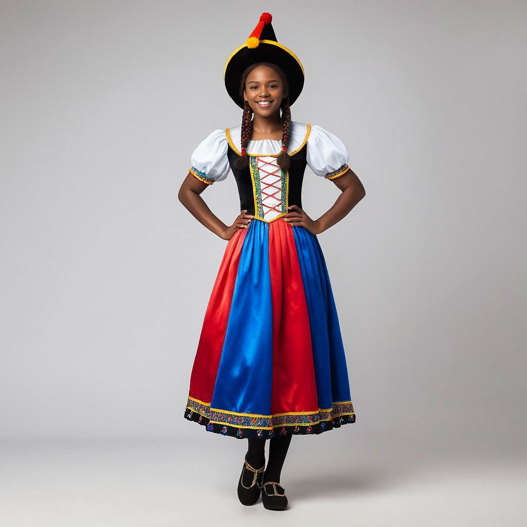 Joyful Girl in Festive Zwarte Piet Costume