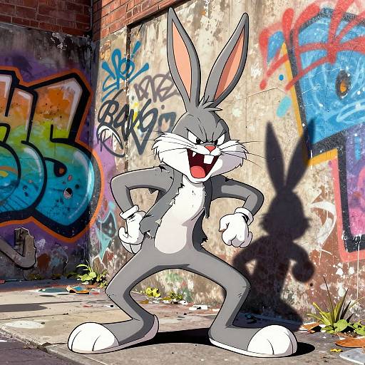 Fierce Bugs Bunny in Urban Alley