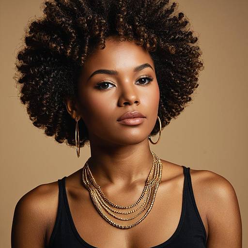 Elegant African American Woman with Curly Afro
