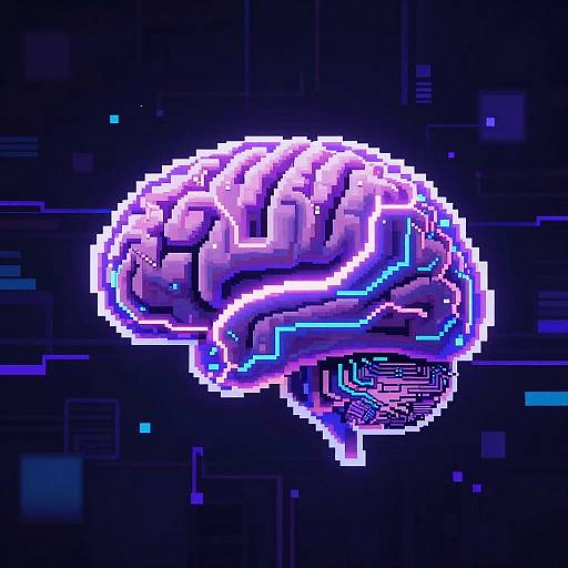 Futuristic Pixelated AI Brain Art