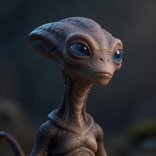 Curious Alien Creature Portrait in Darkness