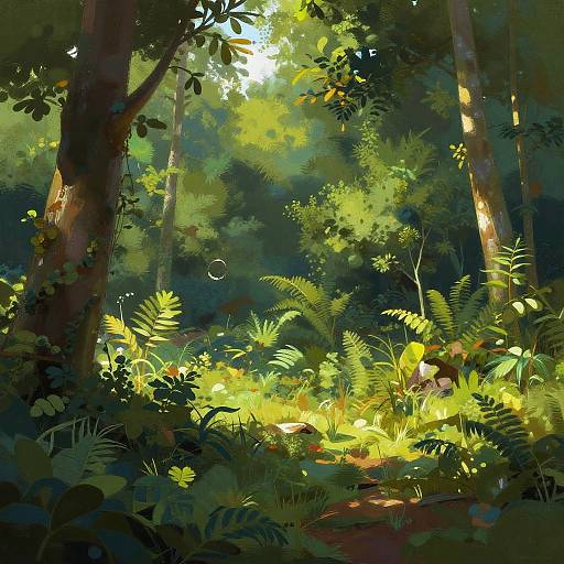 Peaceful Rainforest Clearing Digital Art