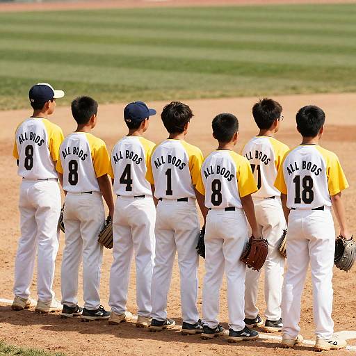 Boys in Baseball Uniforms on Field