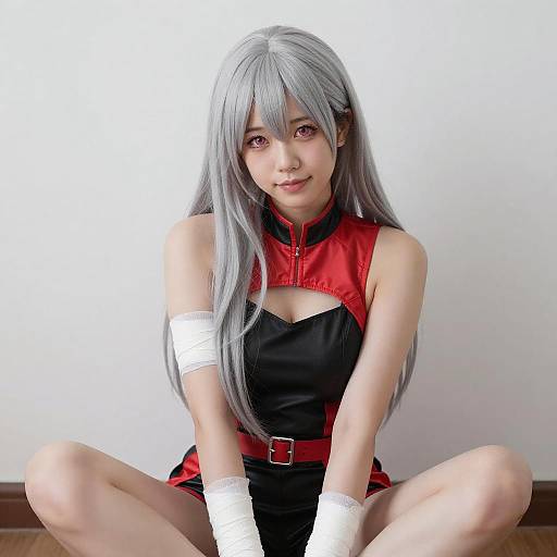 Asian Woman with Silver Hair Portrait