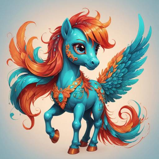 Whimsical Pony with Feathered Wings