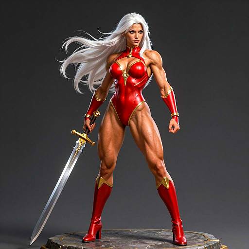 Muscular Female Warrior with Sword