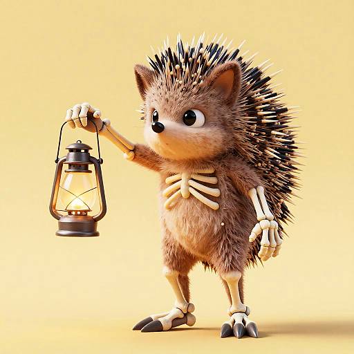Anthropomorphic Hedgehog with Lantern