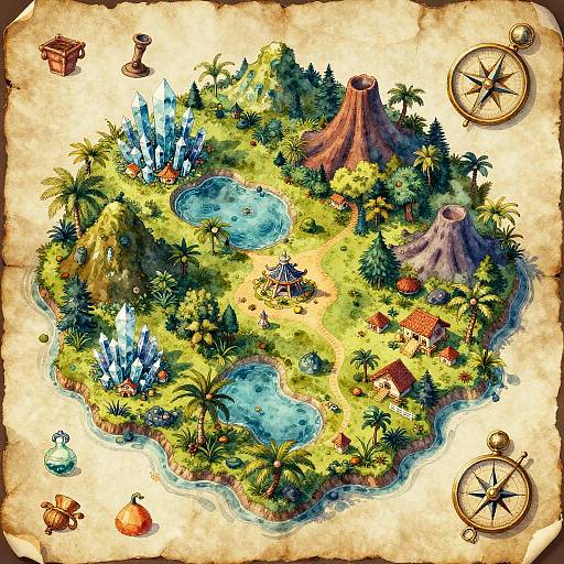 Vibrant Fantasy Island Map