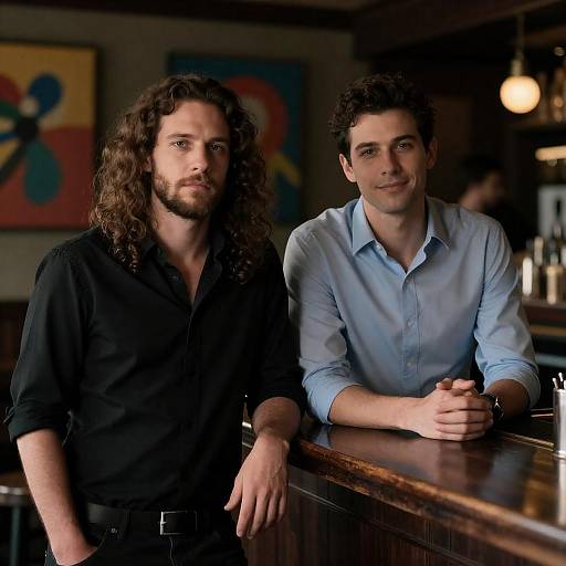 Dimly Lit Bar: Two Men Portrait