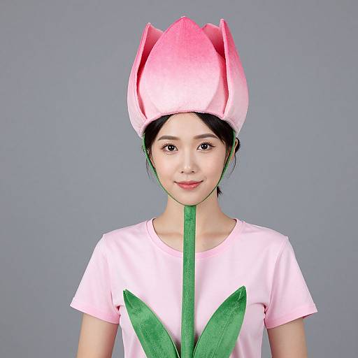 Woman in Pink Tulip Costume