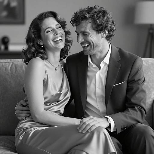 Joyful Black and White Couple Portrait