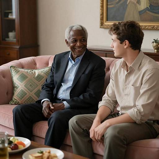 Warm Intergenerational Portrait on Pink Couch