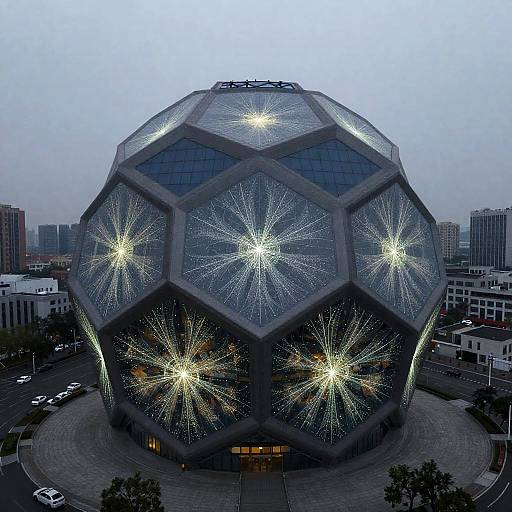 Solarpunk Hexagonal Eco-Building Photo