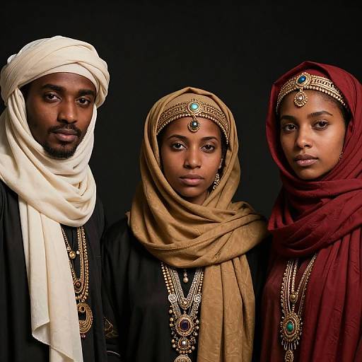 Tuareg Trio in Traditional Attire