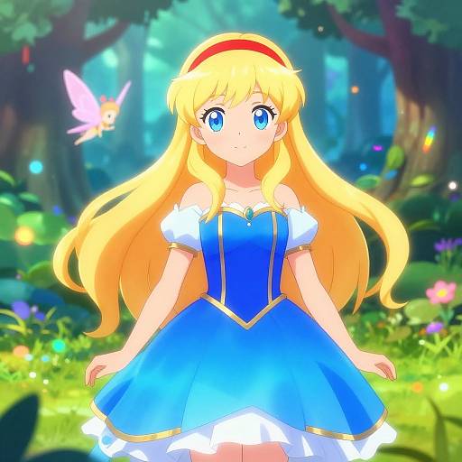 Enchanting Anime Girl in Forest Glade