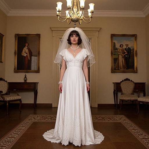 Seventies Style Wedding Dress Portrait