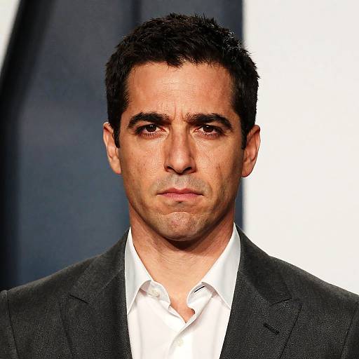 Serious Man in Grey Suit Close-Up