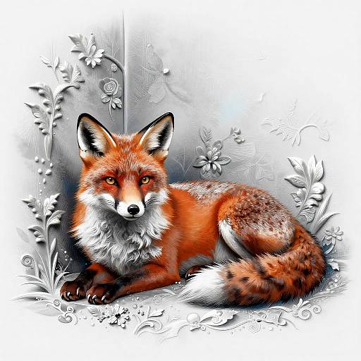 Surreal Red Fox in Silver-Blue