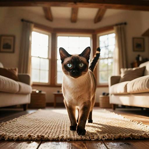 Regal Burmese Cat in Cozy Living Room