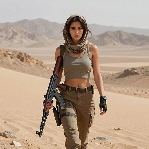 Stylized Portrait of Desert Warrior Woman