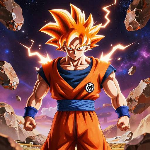 Goku Orange Hair Electric Transformation