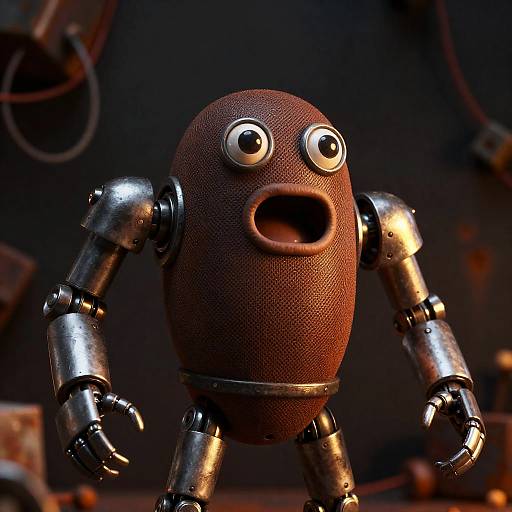 Rusty Mechanical Figure in Dynamic Pose