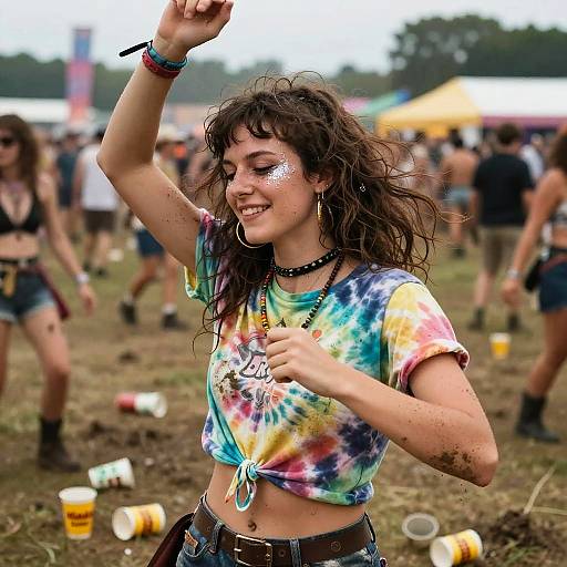 Sassy Festival-Goer in Muddy Field