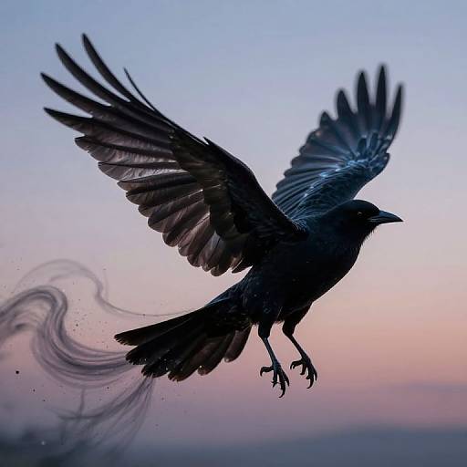 Ethereal Blackbird Against Twilight Sky