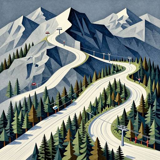 Intricate Cubo-Futurism Mountain Landscape