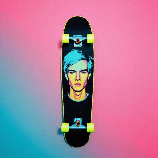 Futuristic Neon Skateboard with Portrait Art