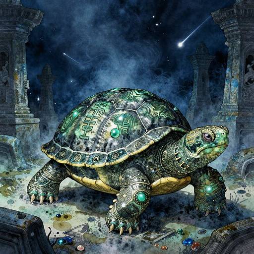 Mystical Jade Turtle in Sunken Ruins