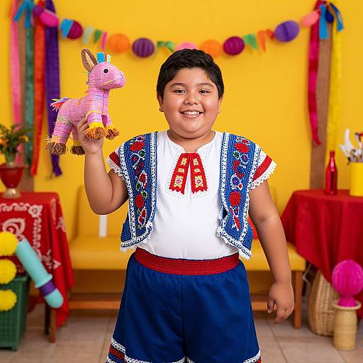 Joyful Mexican Kid at Festive Celebration