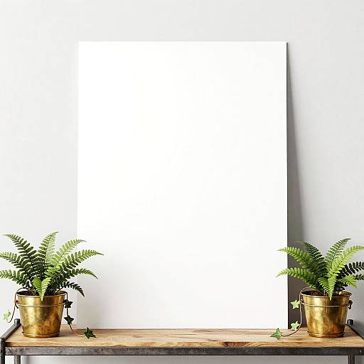 Minimalist Ferns in Antique Brass Pots