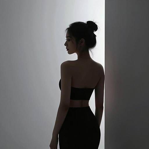 Elegant Silhouette of a Woman in Shadow