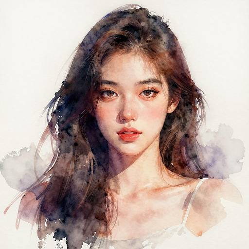 Vibrant Watercolor Portrait of a Young Woman