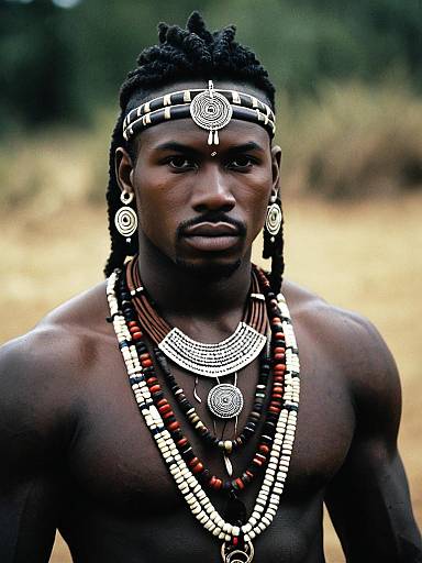 Realistic Tribal Man with Jewelry
