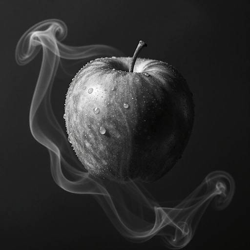 Surreal Floating Apple with Smoke