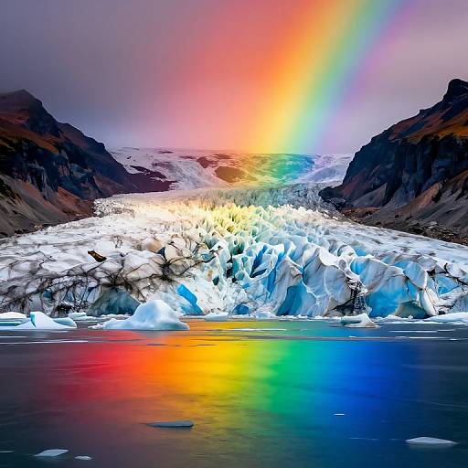 Glacier Rainbow Cascade Landscape