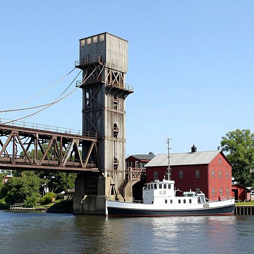 Old Railroad Bridge and River Scene