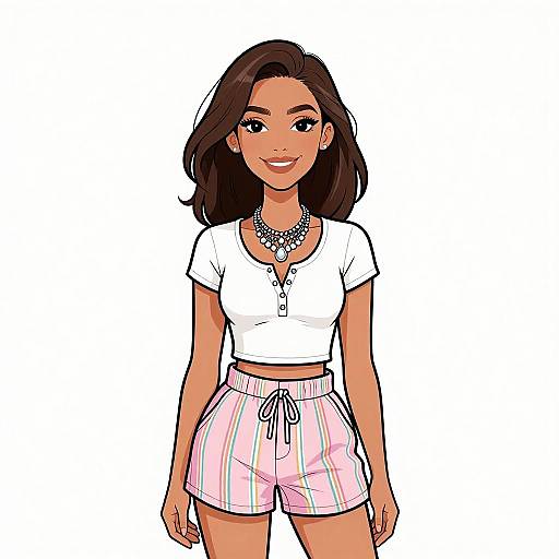 Smiling Bohemian Woman in Casual Outfit