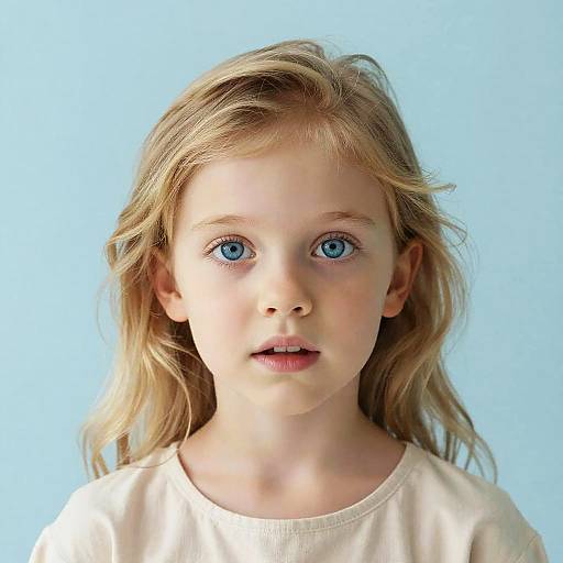 Portrait of Blonde Girl with Blue Eyes